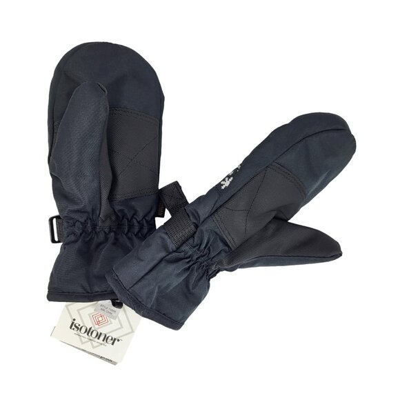 isotoner Kids Waterproof Winter Mittens Fleece Lining Black Small Medium New - Picture 2 of 6